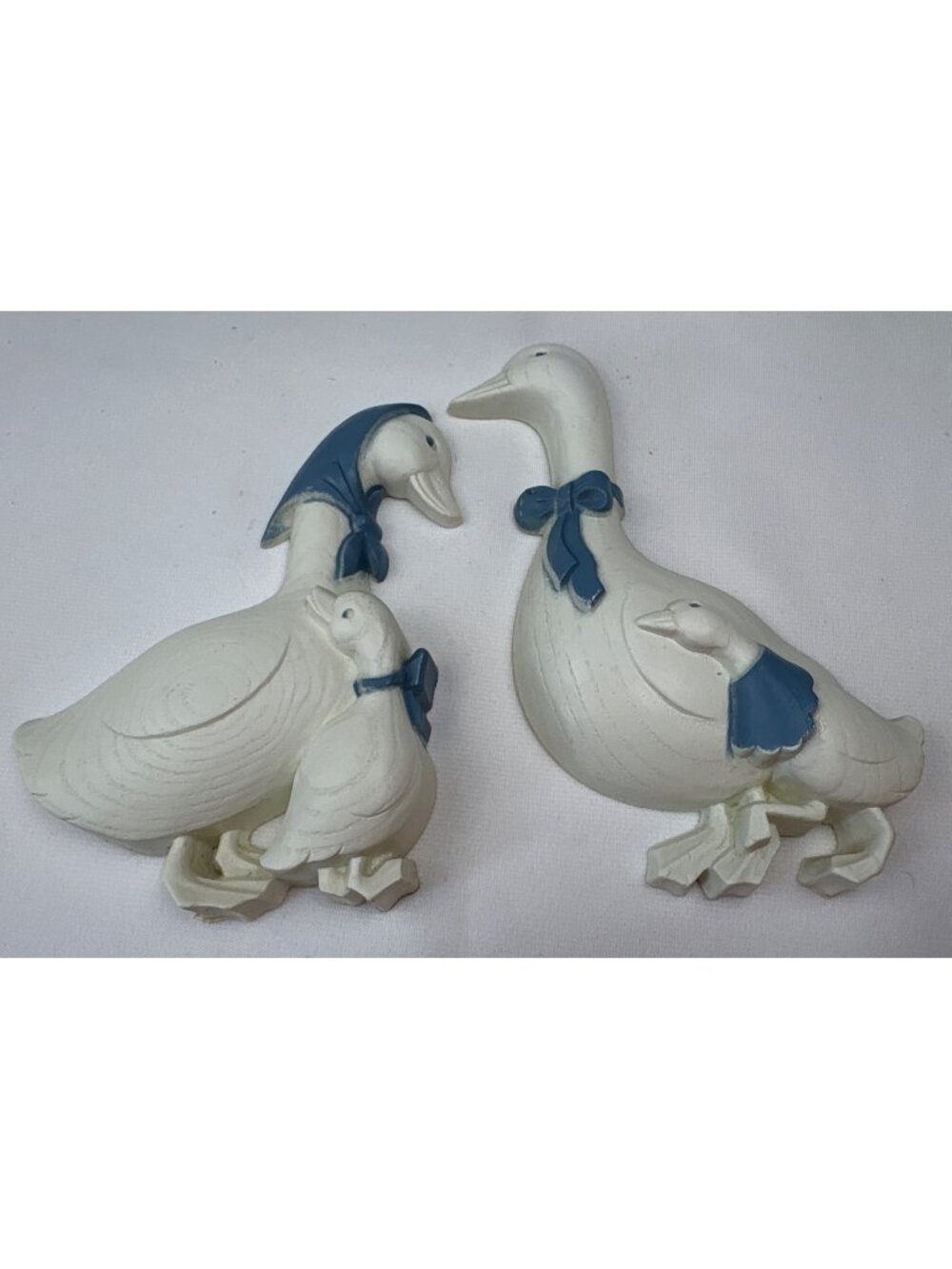 Burwood White Blue Goose Family Resin Wall Decor Set Adorable Farmhouse Vtg